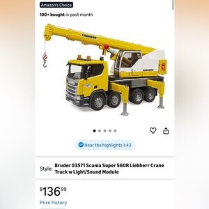 Bruder 03571 Scania Super 560R Liebherr Crane Truck